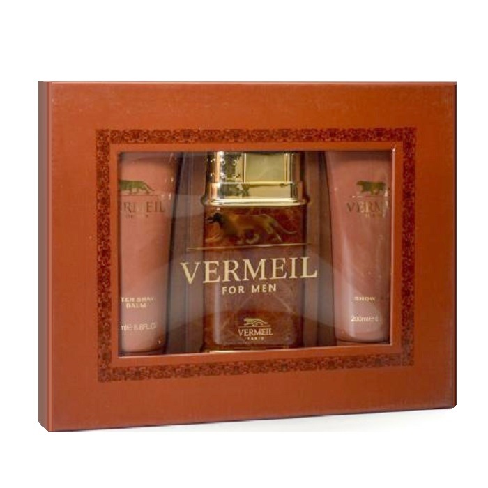 Vermeil For Men Gift Set by Jean Louis Vermeil - 3.4oz Eau De Toilette Spray, 6.8oz After Shave balm, & 6.8oz Shower Gel